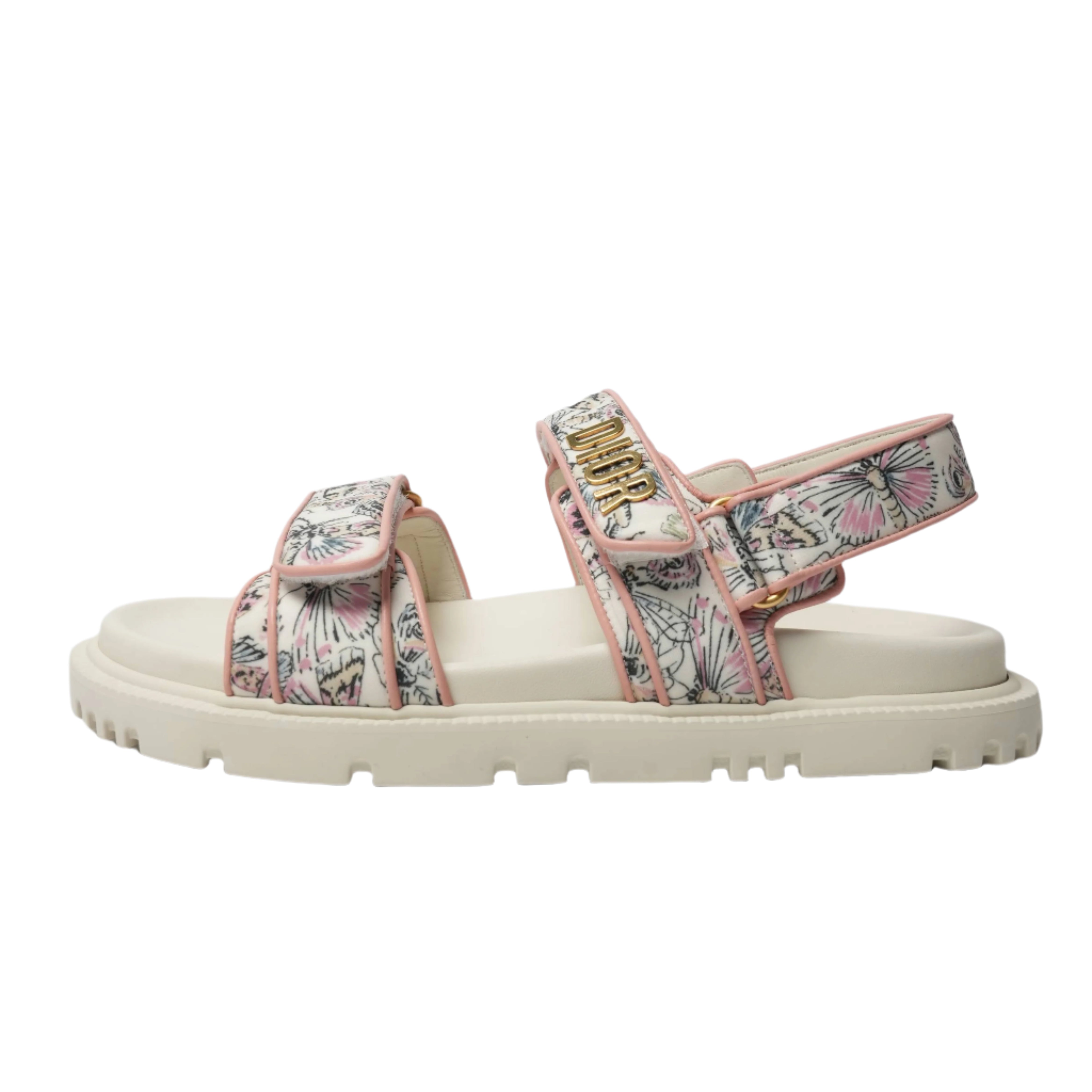 Dior Dioract Wedge Sandal Cream with Butterfly Print Straps