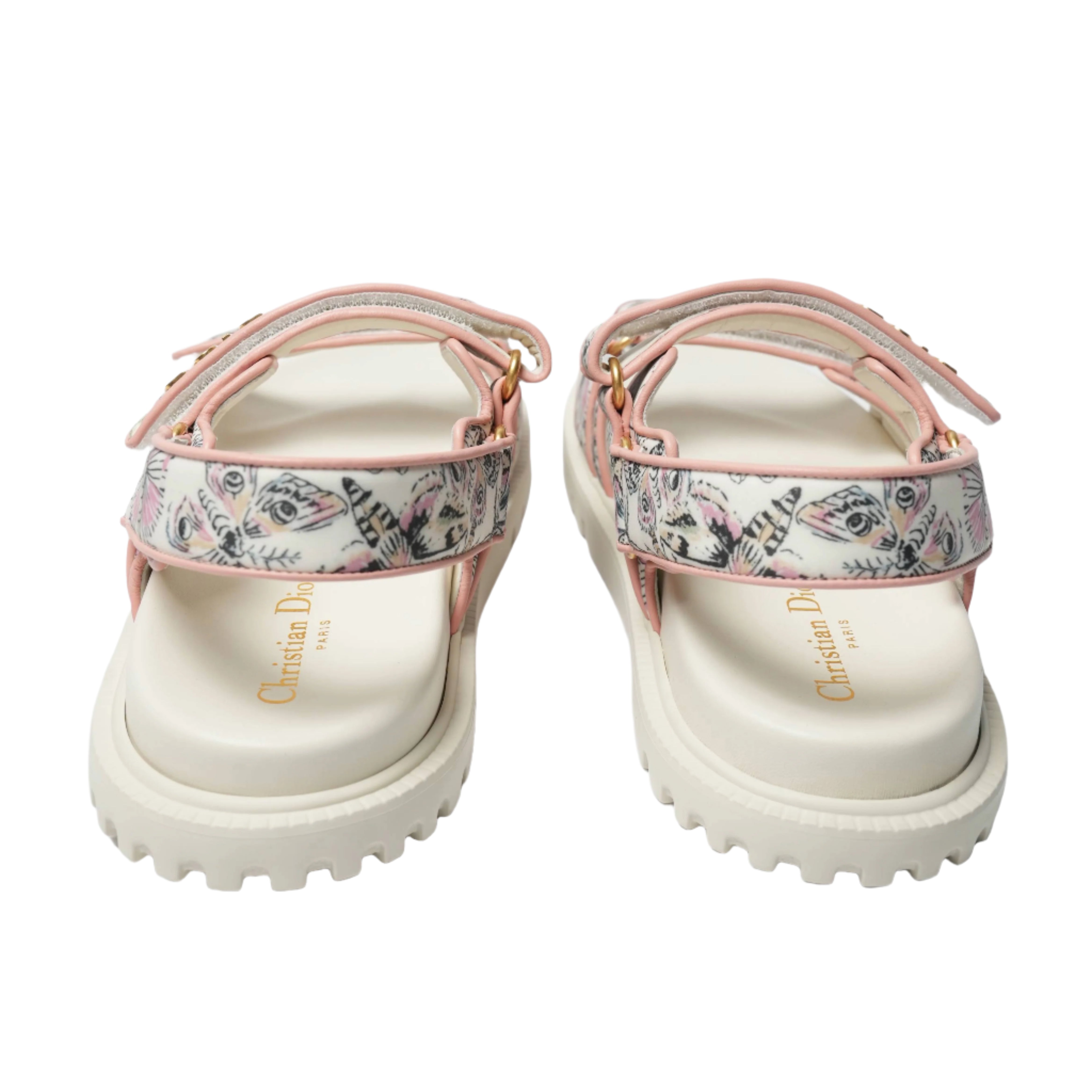 Dior Dioract Wedge Sandal Cream with Butterfly Print Straps