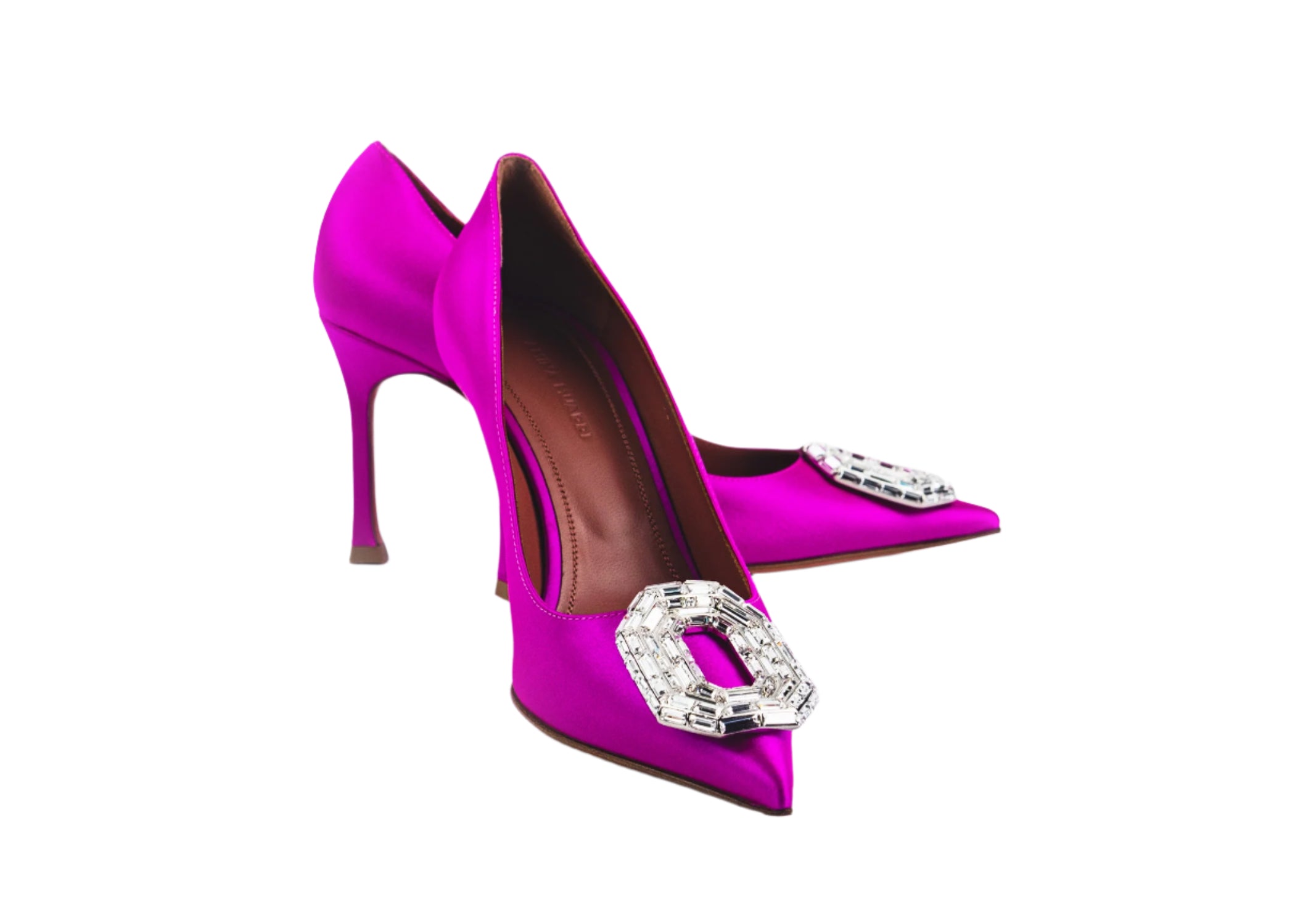 Amina Muaddi Camelia Satin Pumps 90