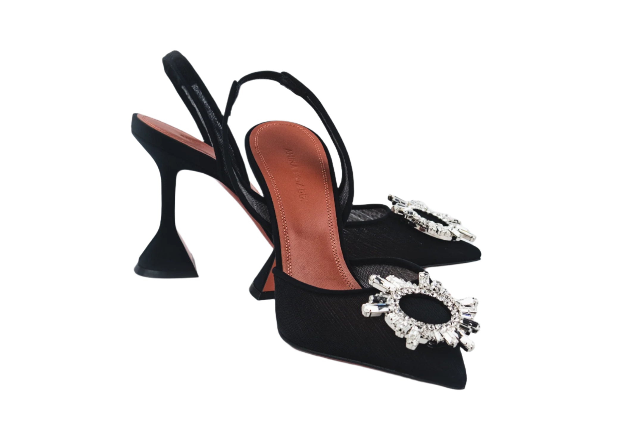 Amina Muaddi Begum Mesh Slingback Pumps 95