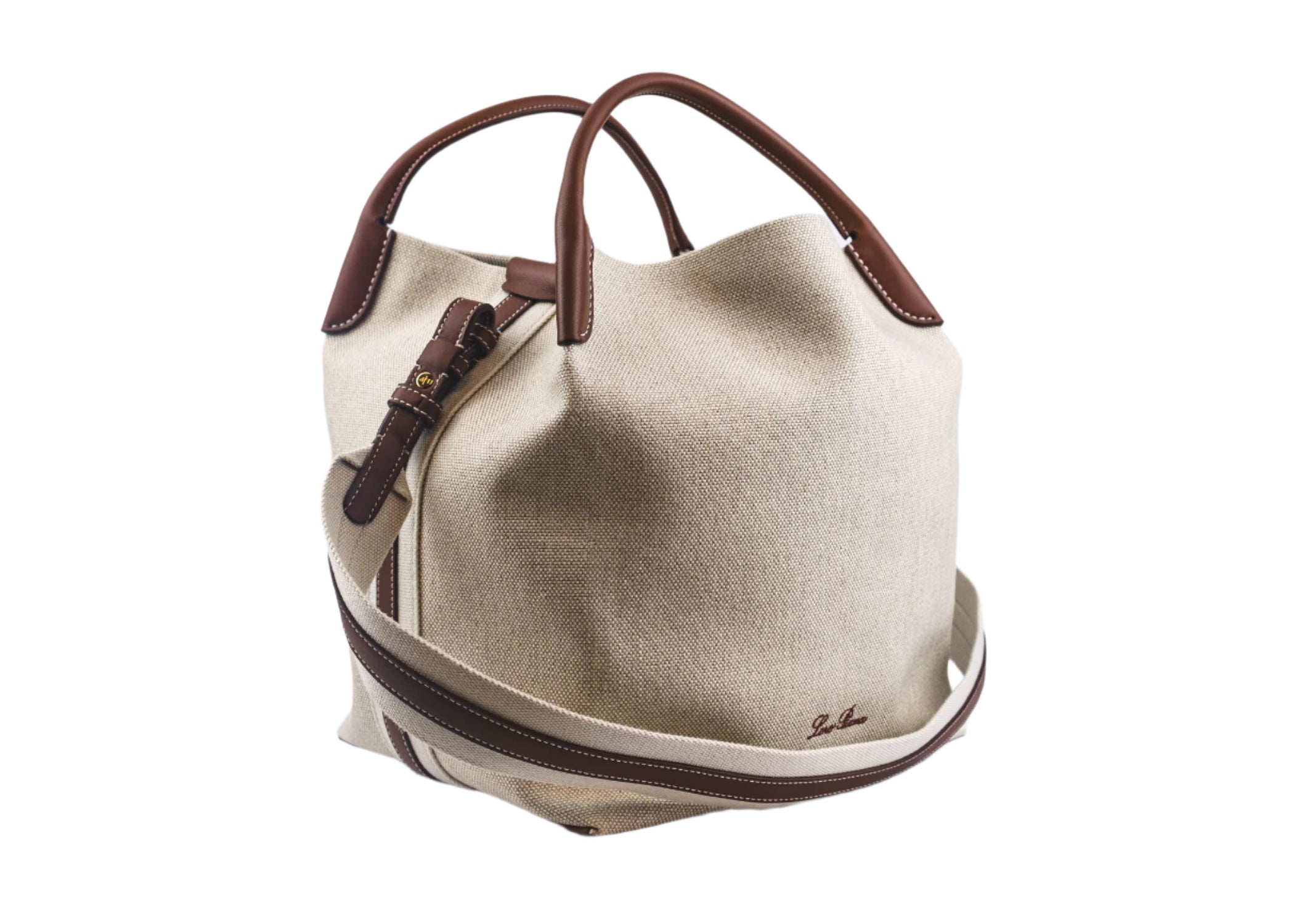 Loro Piana Large Bale Bag – Natural Canvas & Leather