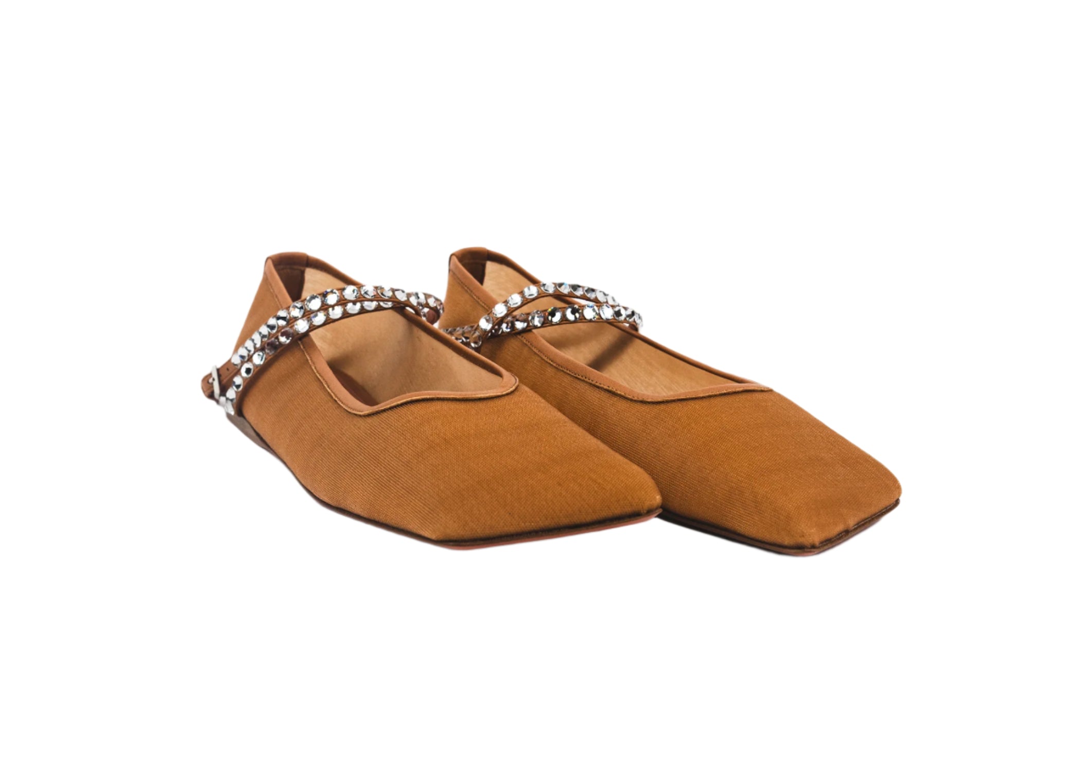 Amina Muaddi Ane Mesh Crystal Ballet Flat