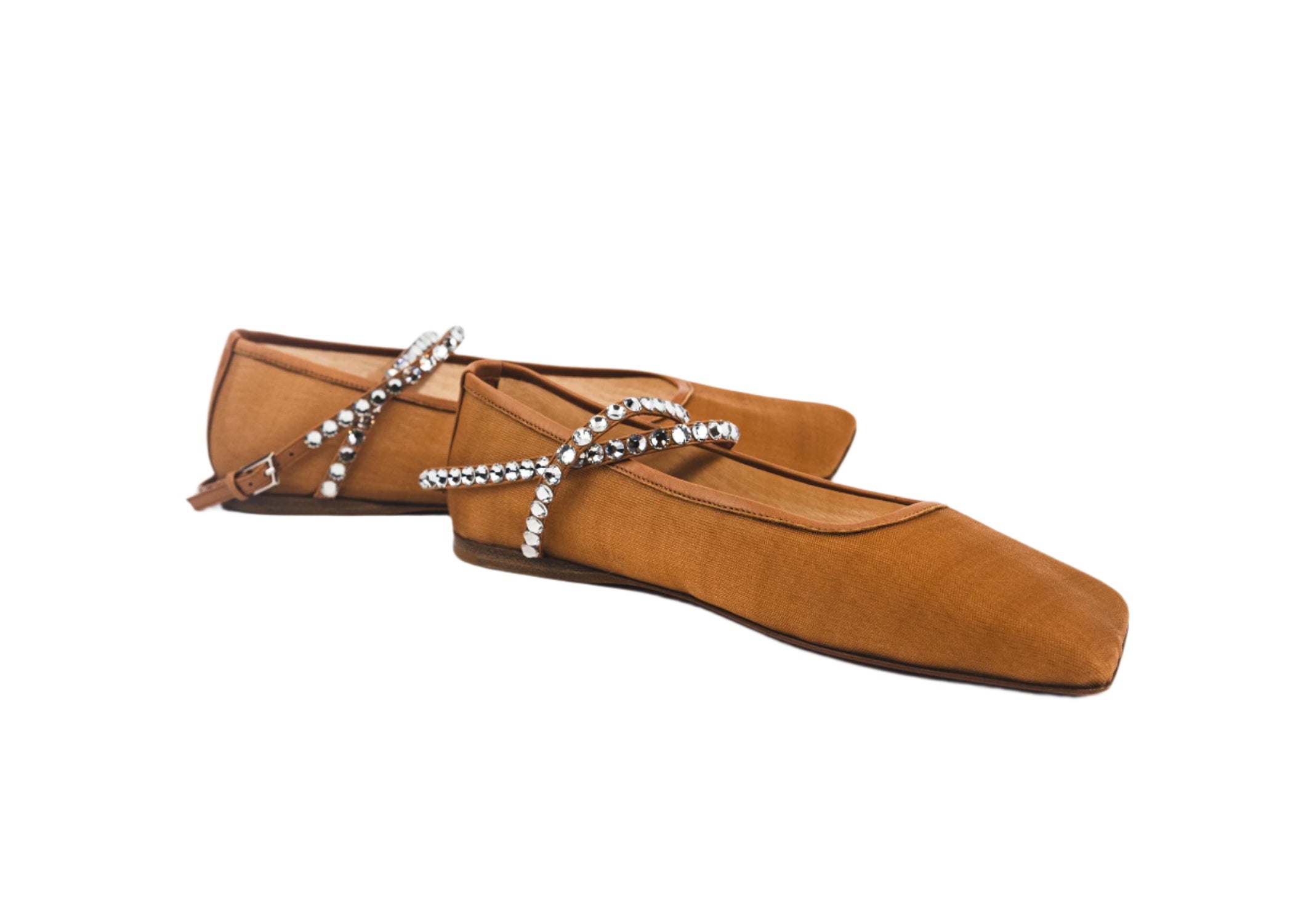 Amina Muaddi Ane Mesh Crystal Ballet Flat