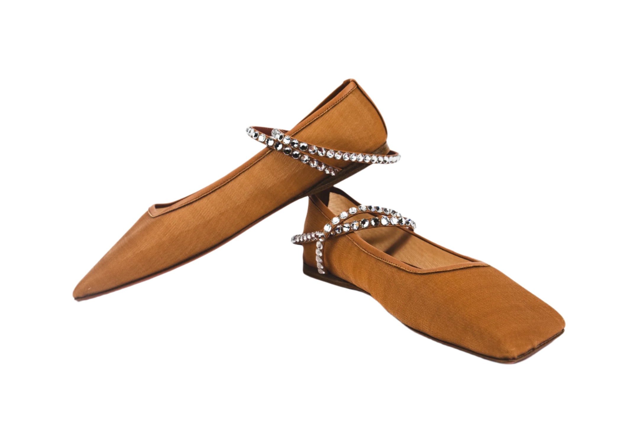 Amina Muaddi Ane Mesh Crystal Ballet Flat