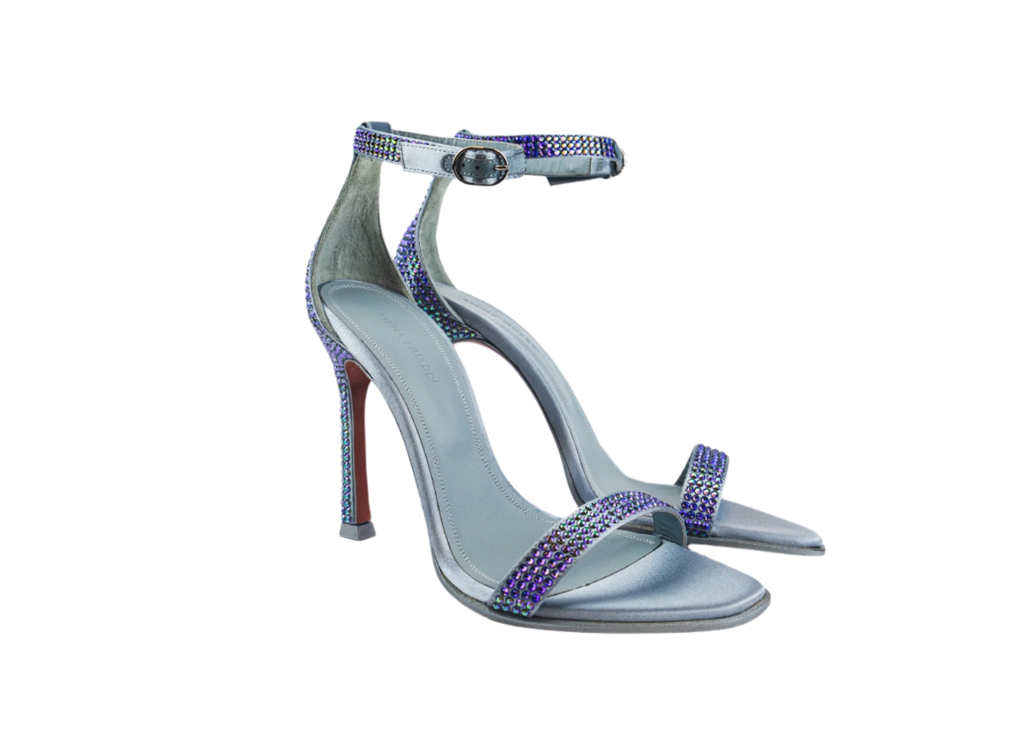 Amina Muaddi Kim Crystal Ankle Strap Sandal