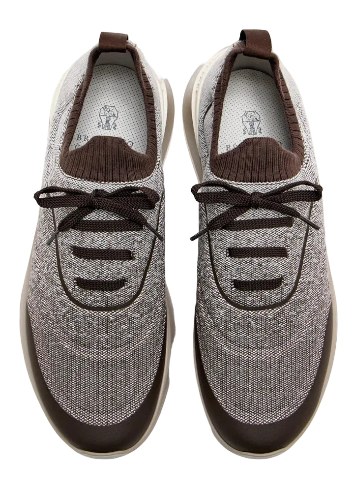 Brunello Cucinelli Brown Techno Cotton Knit Runners