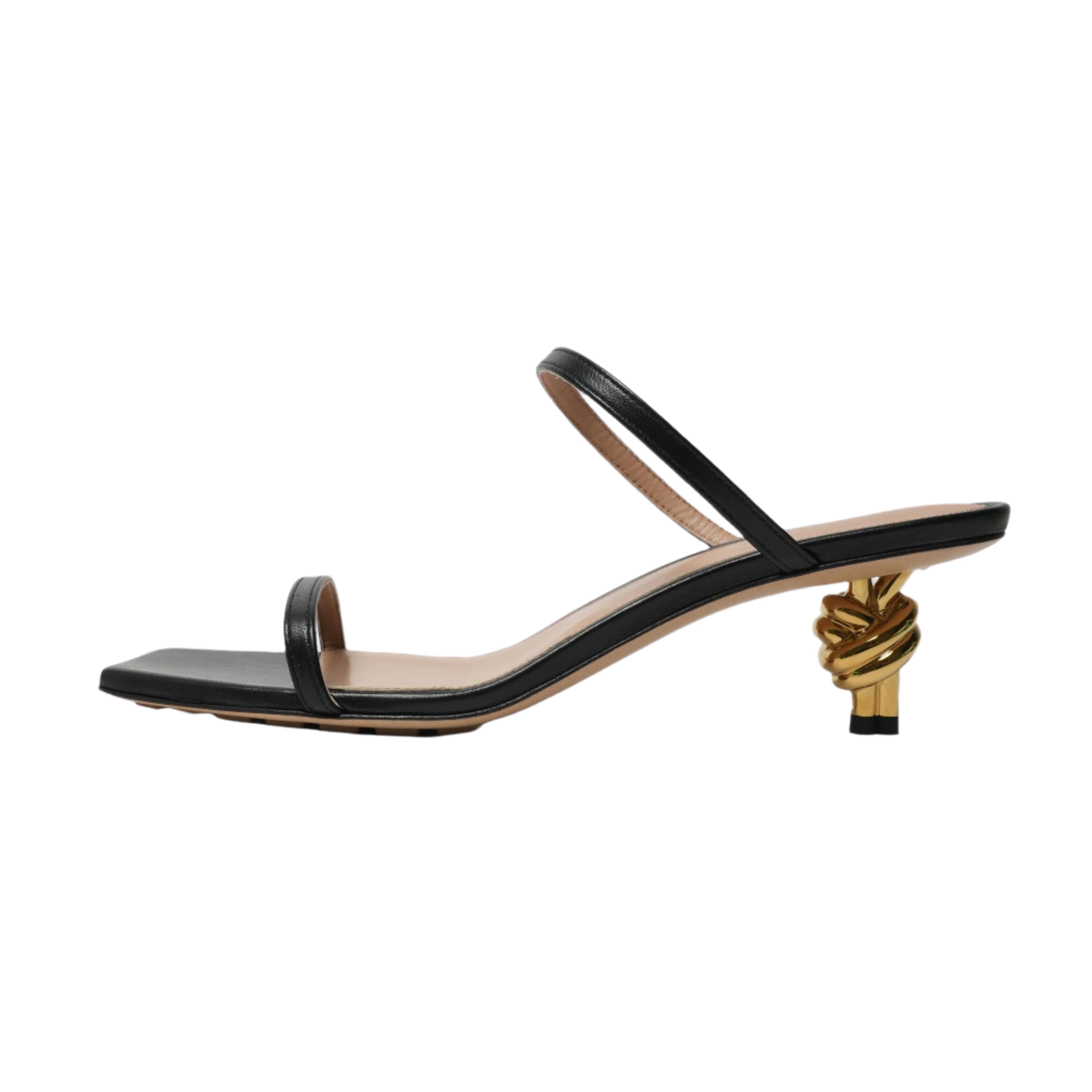 Mule Sandal,Gold Knot Heel by Bottega Veneta