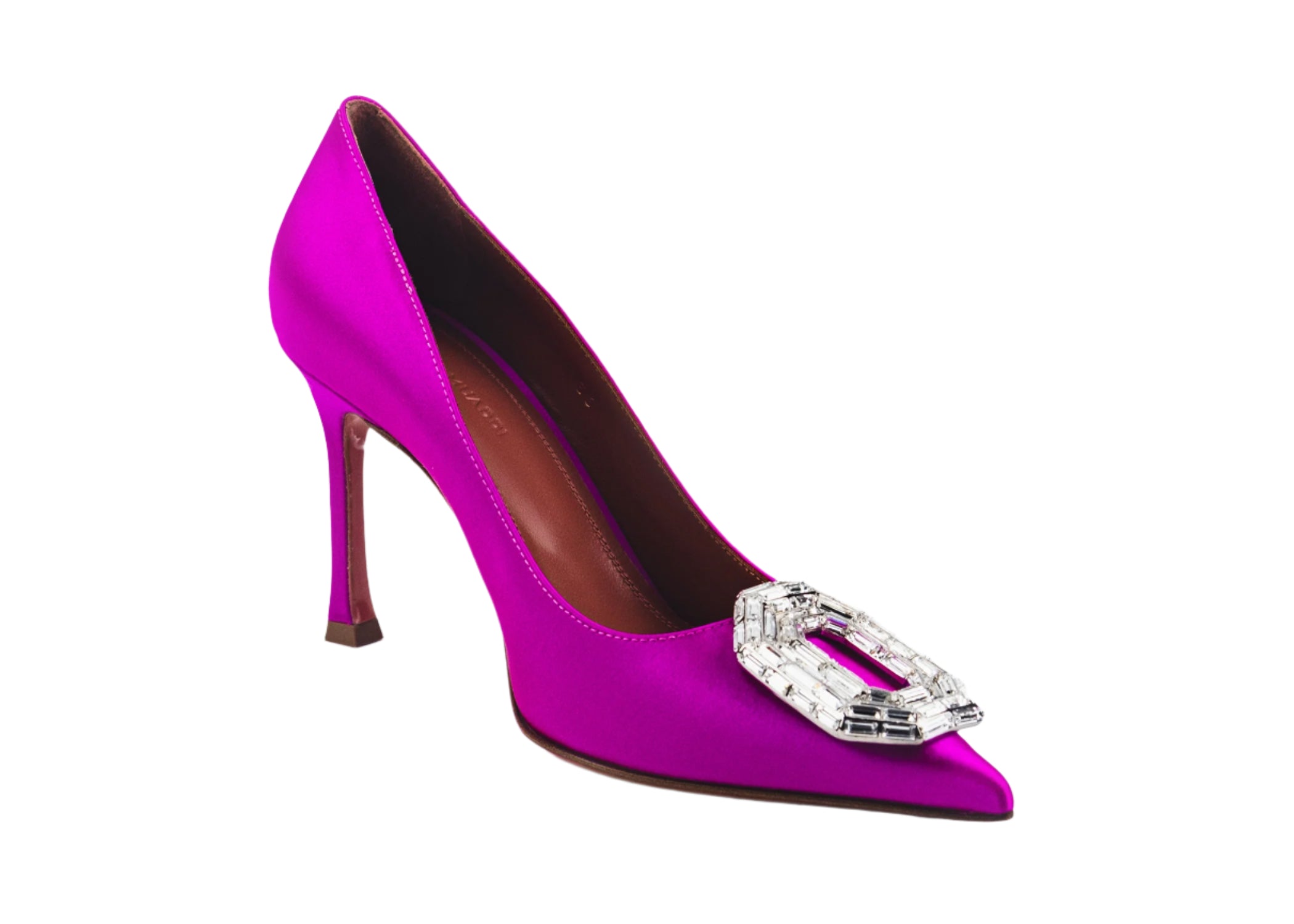 Amina Muaddi Camelia Satin Pumps 90