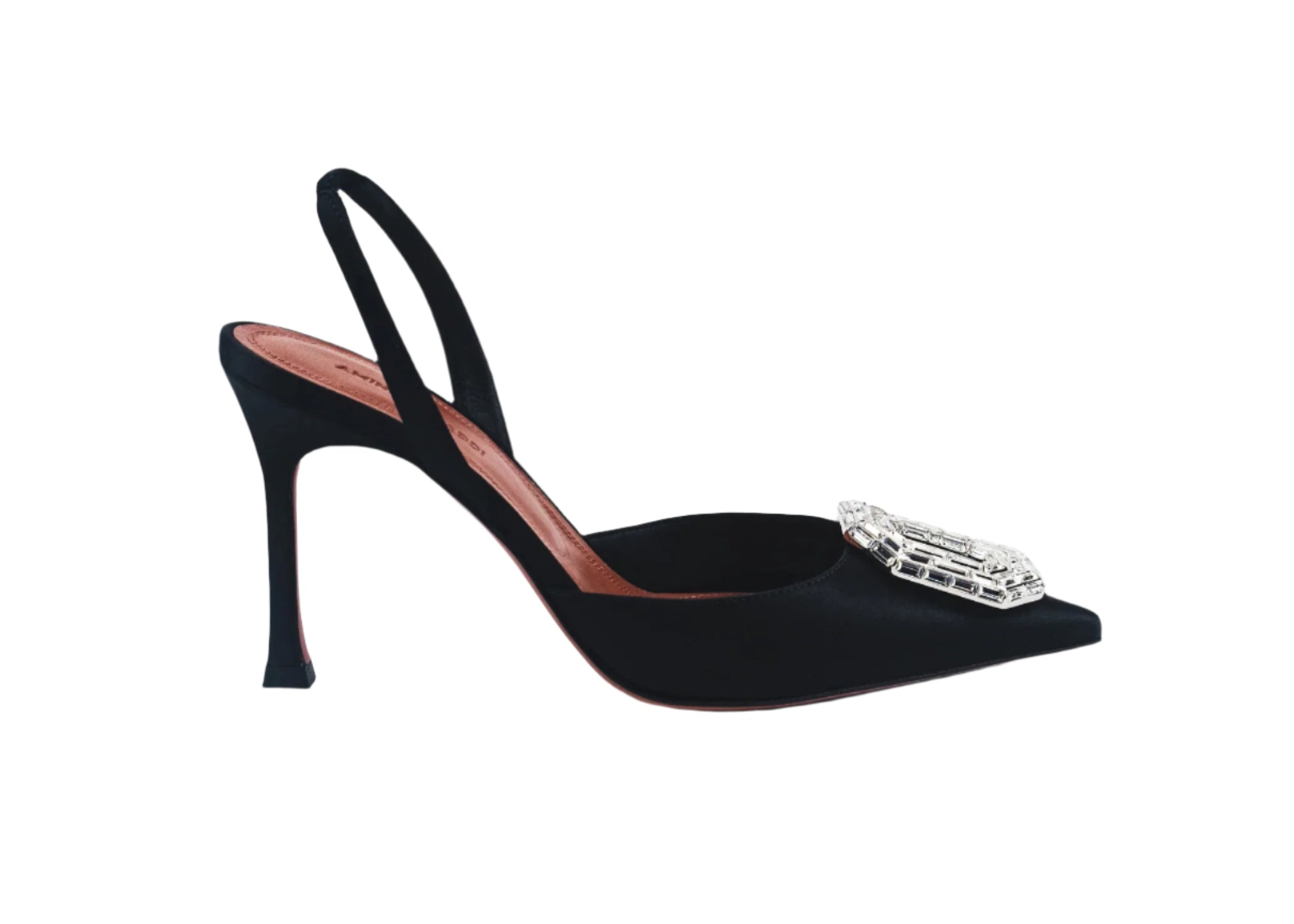Amina Muaddi Camelia Sling 90 Satin Black