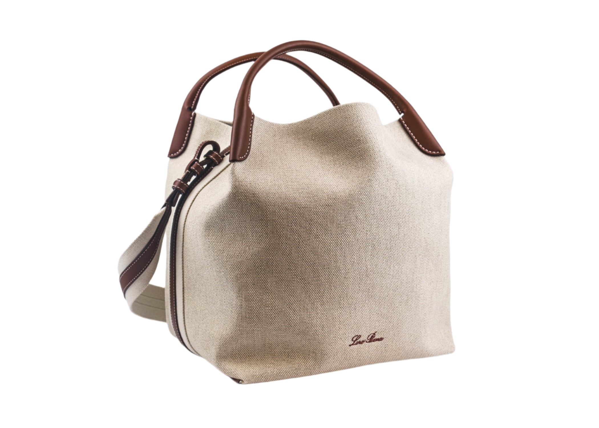 Loro Piana Large Bale Bag – Natural Canvas & Leather