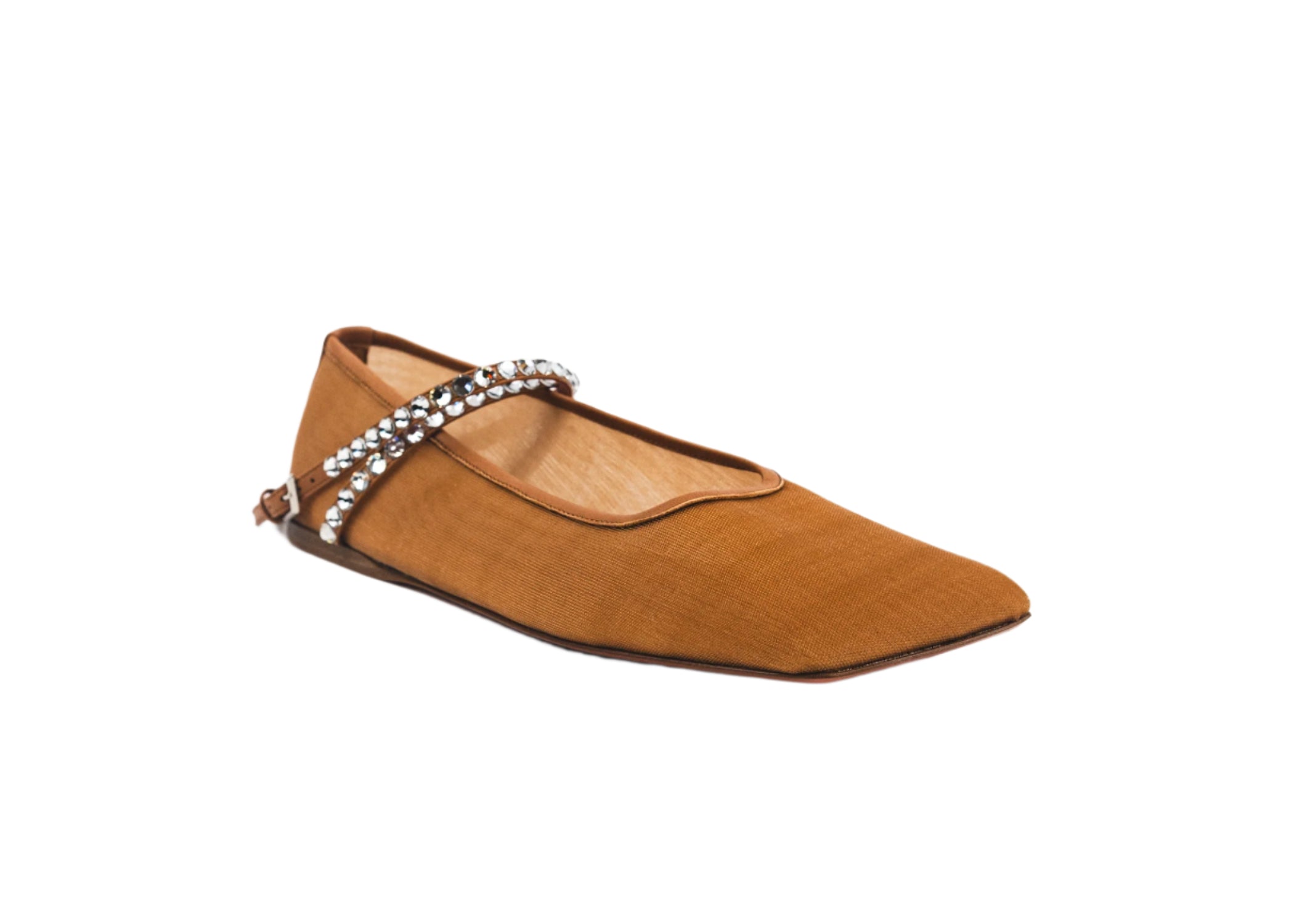Amina Muaddi Ane Mesh Crystal Ballet Flat